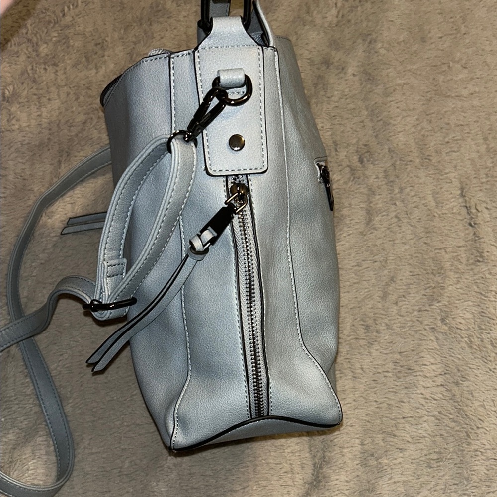 Realer Blue Slouchy Shoulder Bag with Silver Hardware - Picture 4 of 4